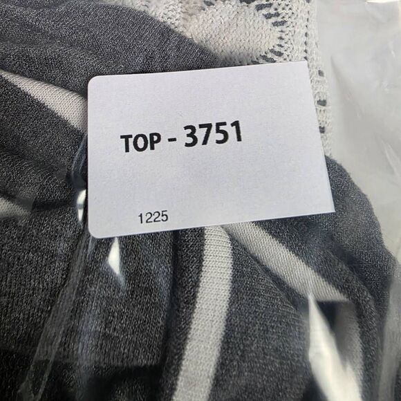 Vanity Gray Striped Lace Trim Hoodie Top Medium - Picture 6 of 6